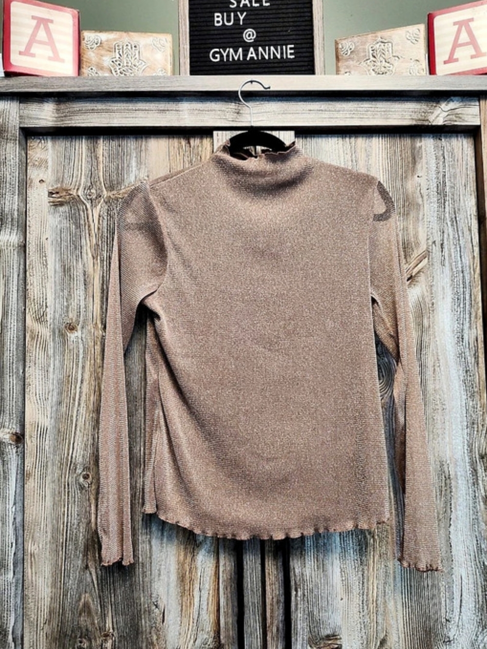 Maurices Sparkle Mock Neck Blouse Metallic Long Sleeve Top Medium